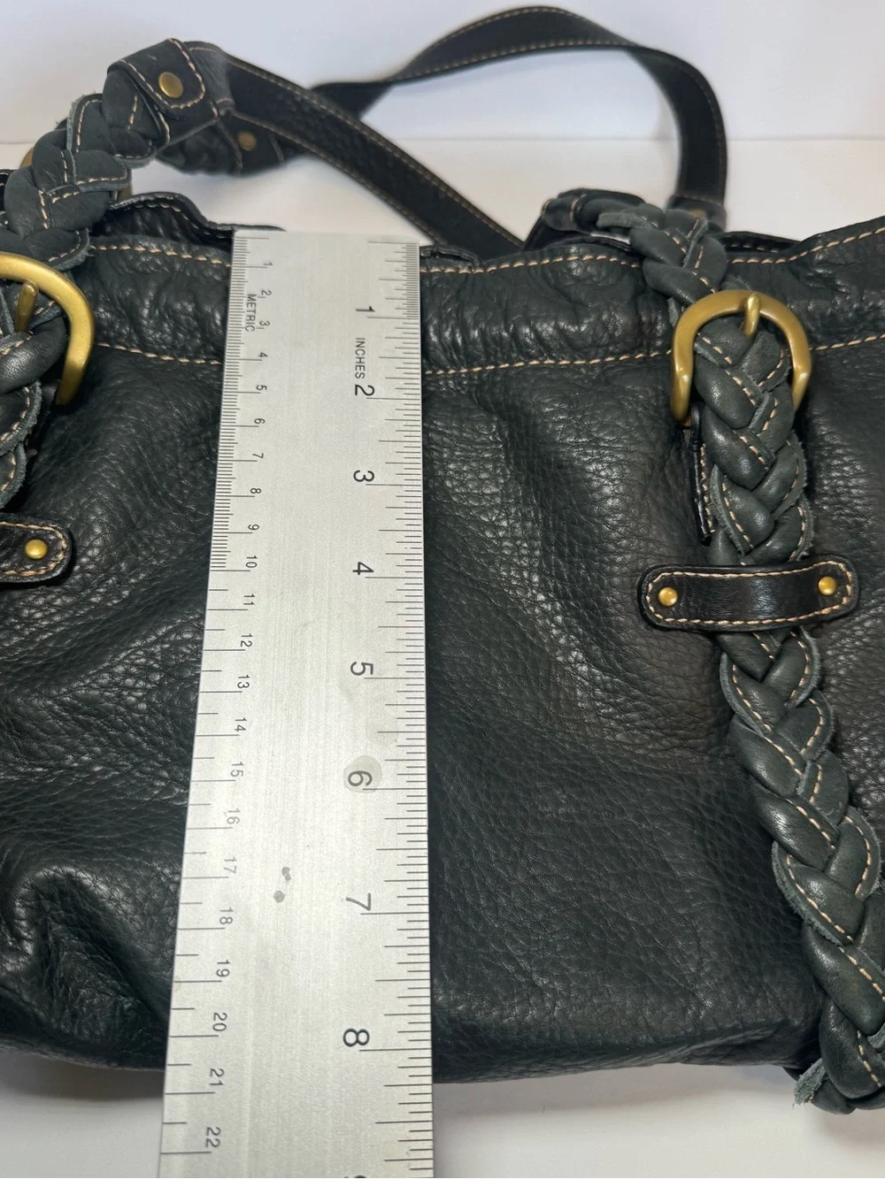 Vintage Fossil Y2k Braided Leather Shoulder Bag
